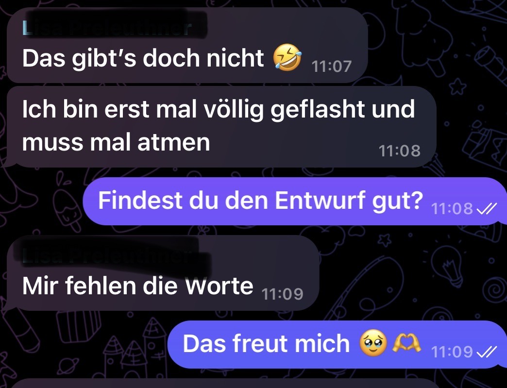 Original WhatsApp-Reaktion einer Kundin