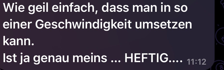 Original WhatsApp-Reaktion einer Kundin